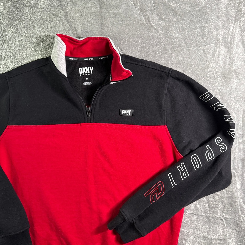 DKNY Sport Pullover Sweatshirt Quarter Zip Color Block Activewear M